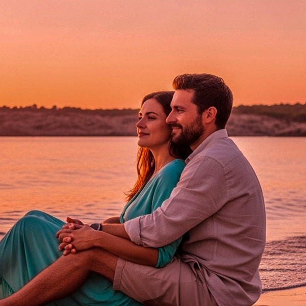Couple sur la plage de Cala Millor