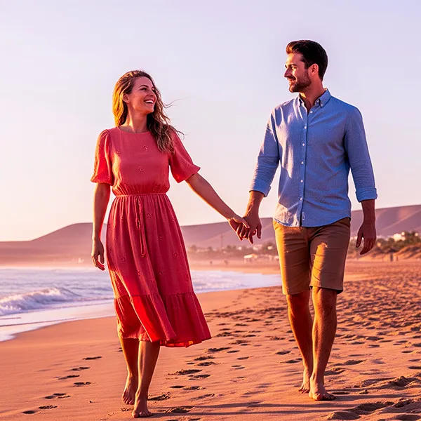 Pareja paseando en Playa Costa Calma