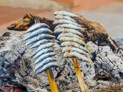 Eating espetos in Málaga