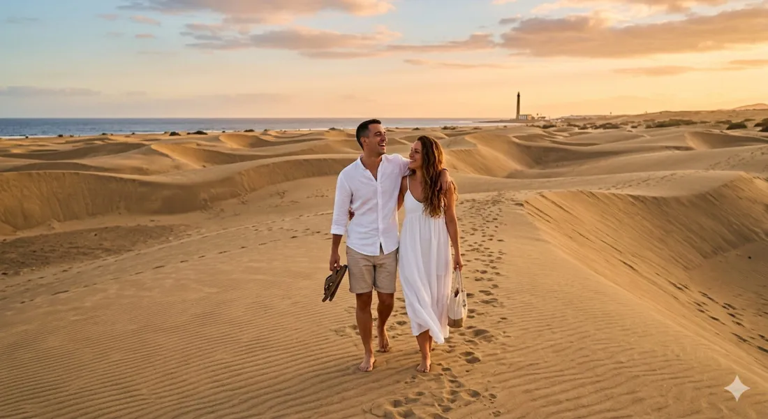 Paar in den Dünen von Maspalomas