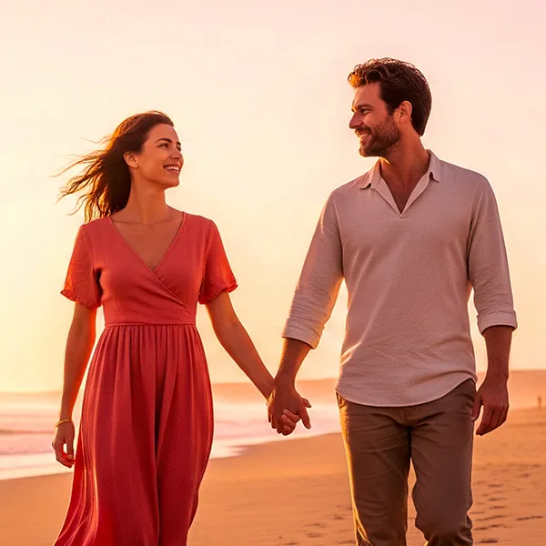 Pareja paseando en Playa Blanca