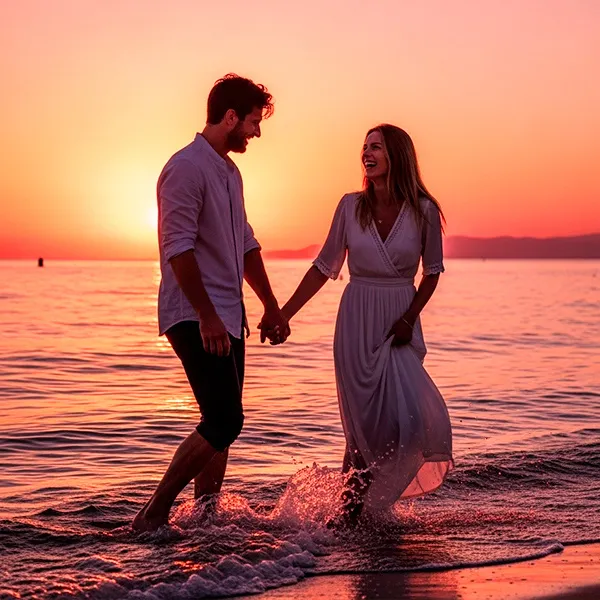 Pareja al atardecer en Playa del Inglés
