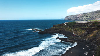 Black sandy beaches